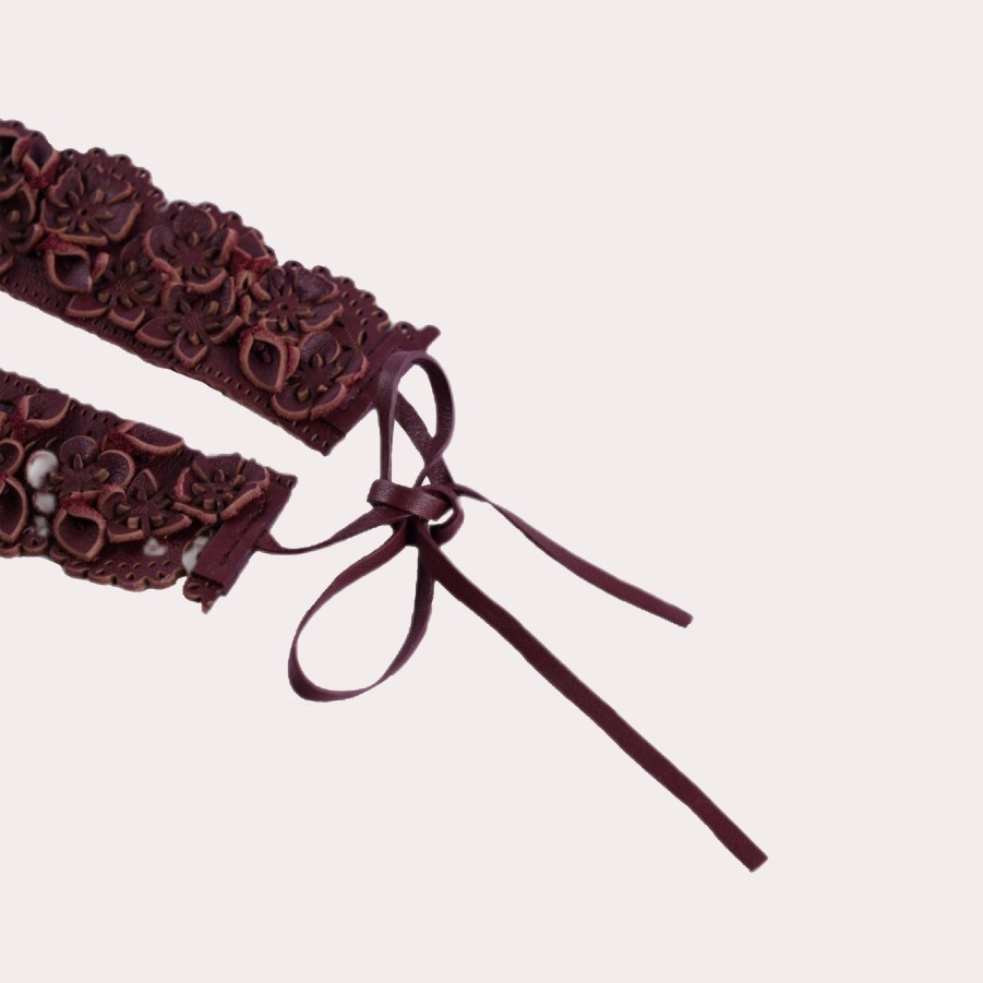 Accessories ETRO | Tie Leather Belt With Floral Embellishments