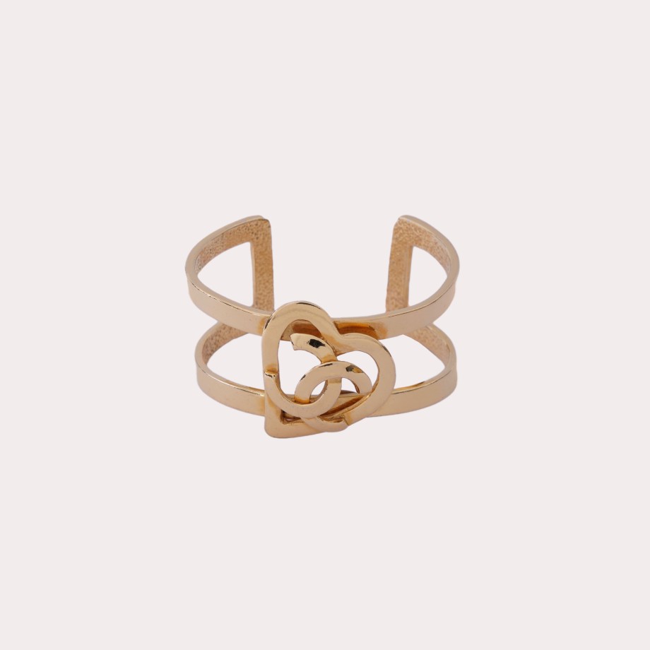 Vintage CHANEL | Chanel-Gold Plated Heart Bangle