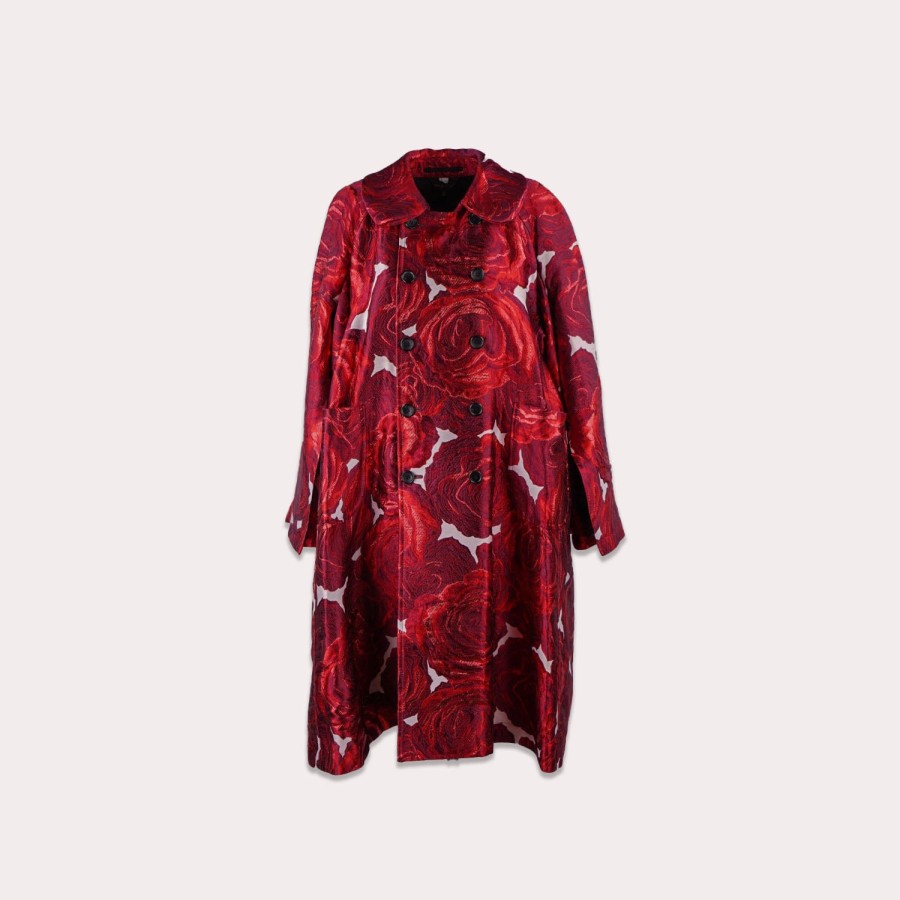 Clothing COMME DES GARCONS | Comme Des Garcons-Floral-Embroidered Jacquard Coat