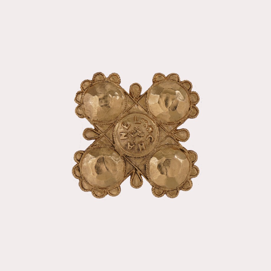 Vintage CHANEL | Chanel-Hammered Lion Cross Brooch From The 80S