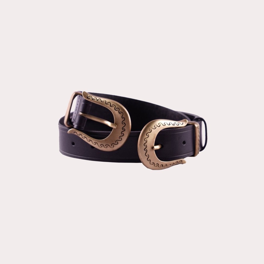 Accessories ALBERTA FERRETTI | Leather Embossed Double Buckle Belt