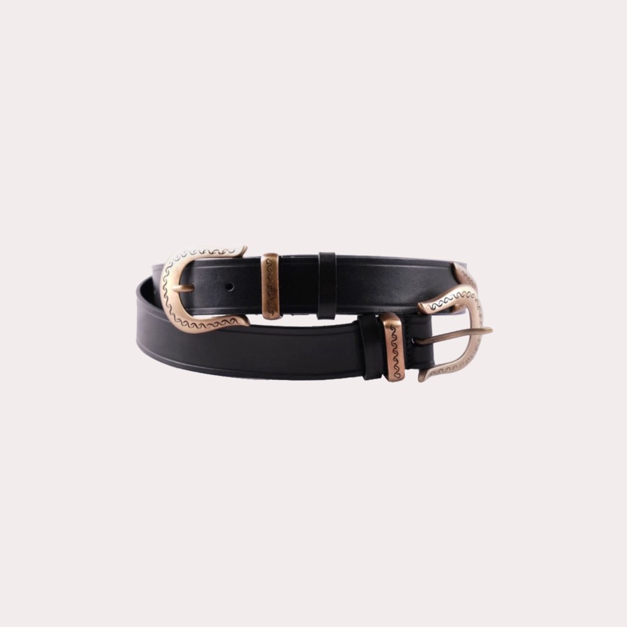 Accessories ALBERTA FERRETTI | Leather Embossed Double Buckle Belt