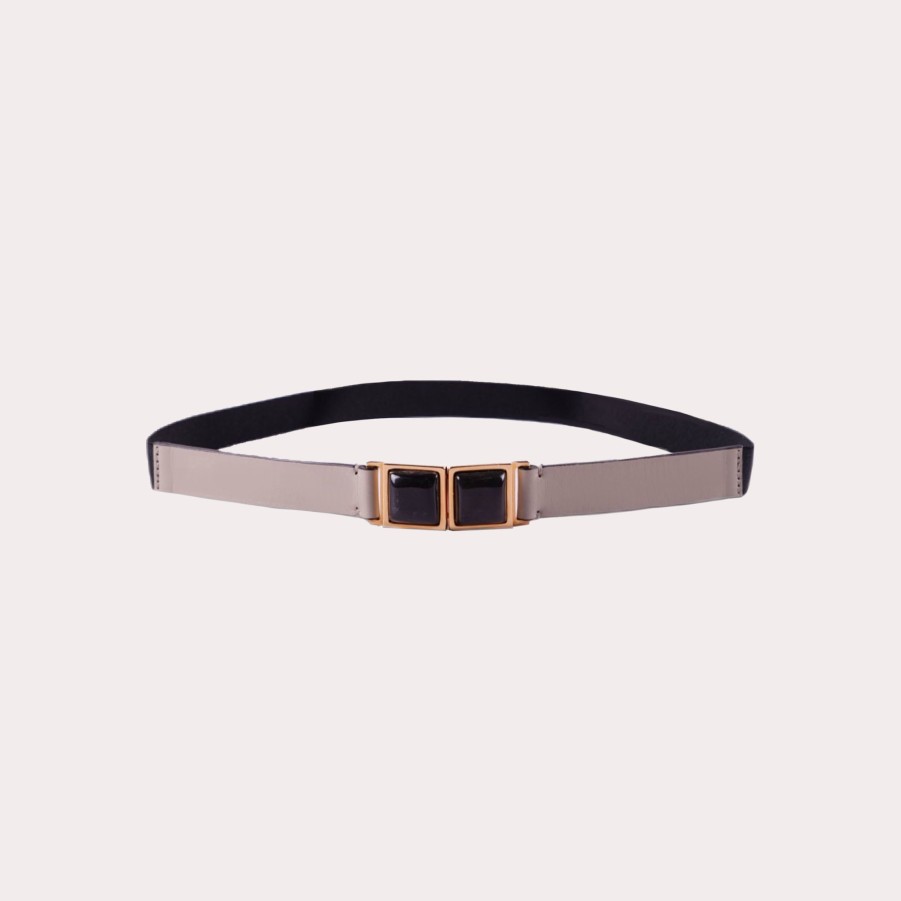 Accessories MARNI | Slim Leather Belt With Elastic Waistband