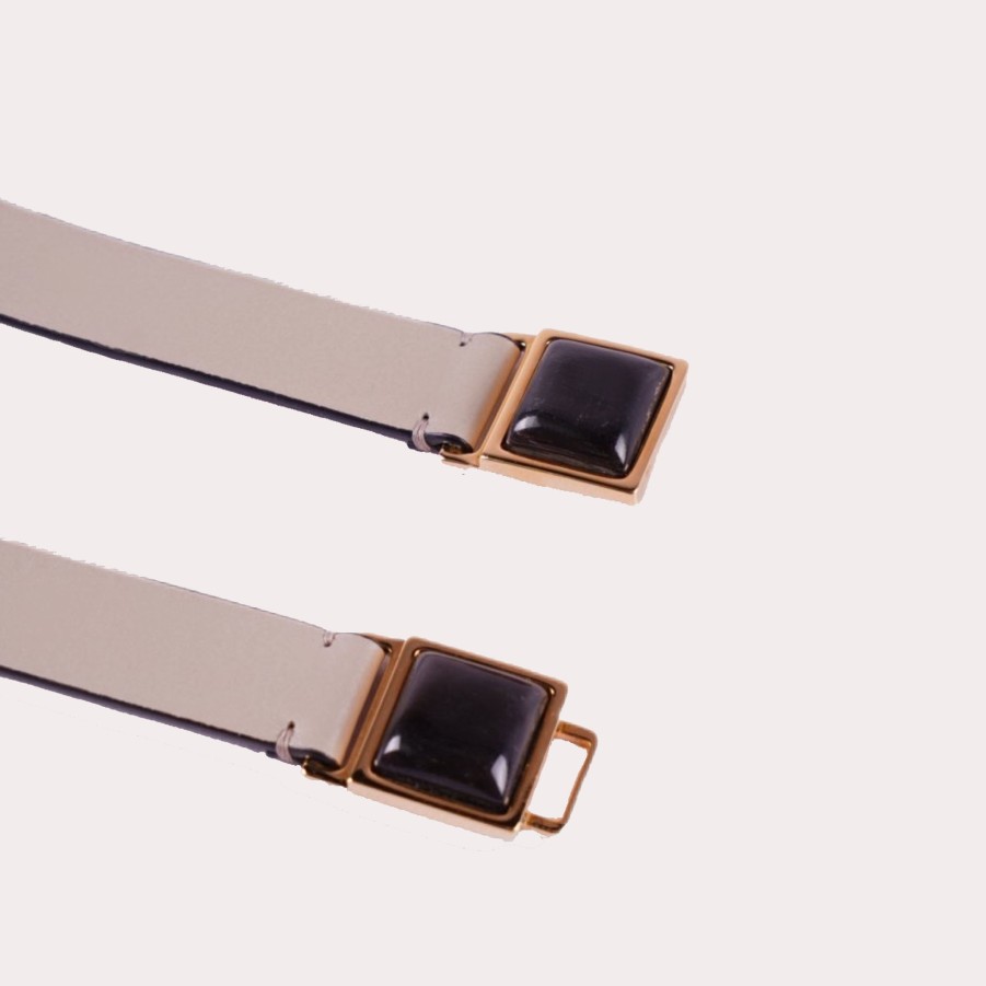 Accessories MARNI | Slim Leather Belt With Elastic Waistband