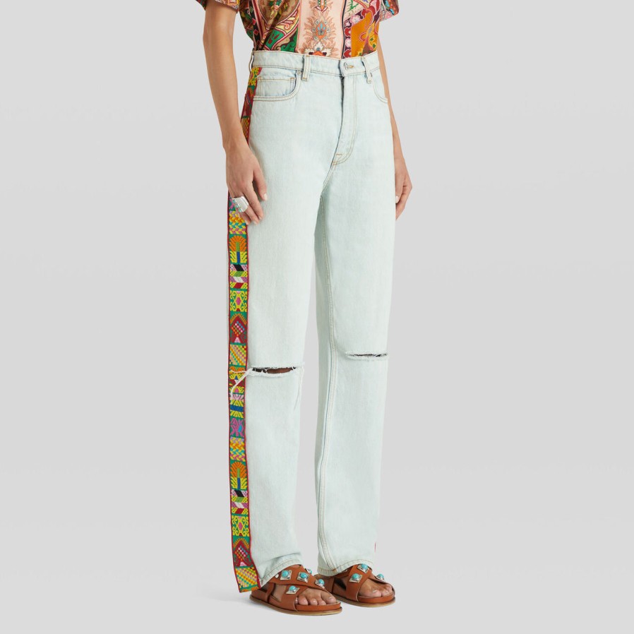 Clothing ETRO | Etro-Ribbon Side-Tape Wide-Leg Jeans