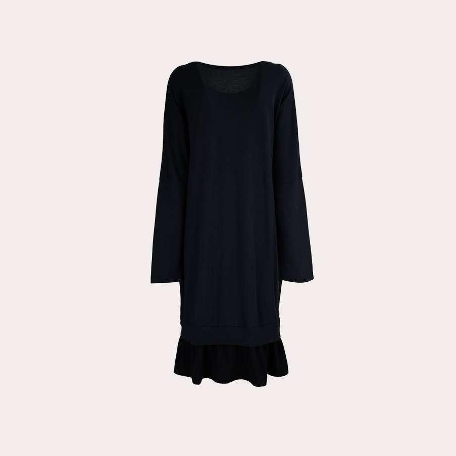 Clothing Y'S | Y'S-Layered Ruffle Hem Sweater Dress