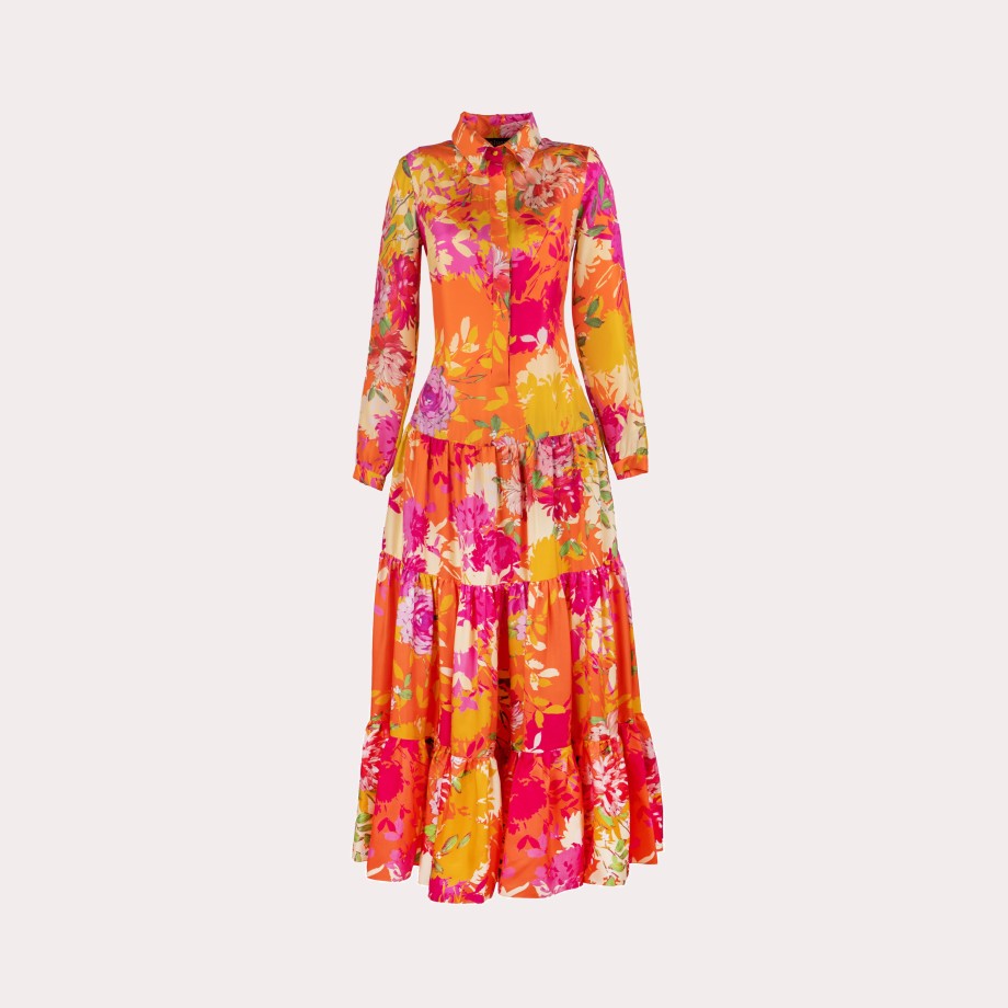 Clothing GIANLUCA CAPANNOLO | Gianluca Capannolo-Ruffled Floral Silk Dress