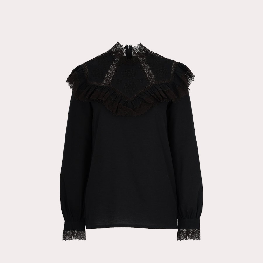 Clothing VILSHENKO | Vilshenko-Long Sleeve Lace Top