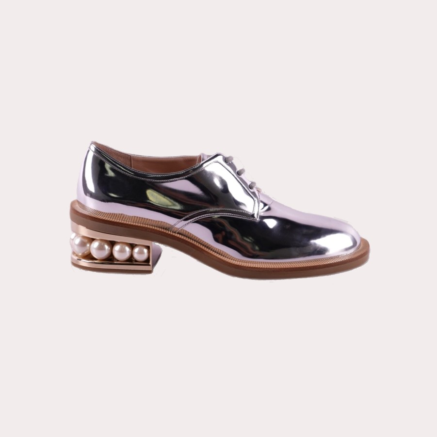 Shoes NICHOLAS KIRKWOOD | Nicholas Kirkwood-Silver Casati Pearl 35 Derby Shoes