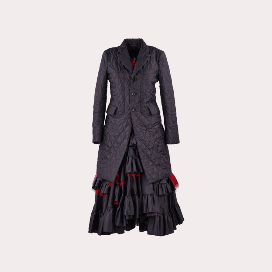 Clothing COMME DES GARCONS | Comme Des Garcons-Quilted Coat With Ruffled Design