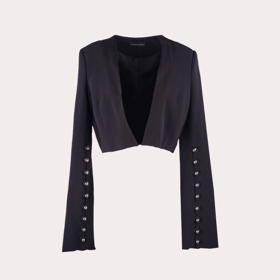 Clothing DAVID KOMA | David Koma-Women'S Black Studded Bolero Blazer