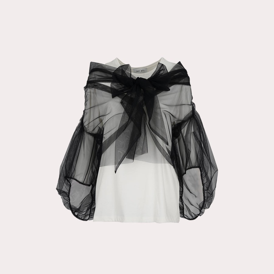 Clothing ACT N1 | Act N1-Sheer Tie Front Top